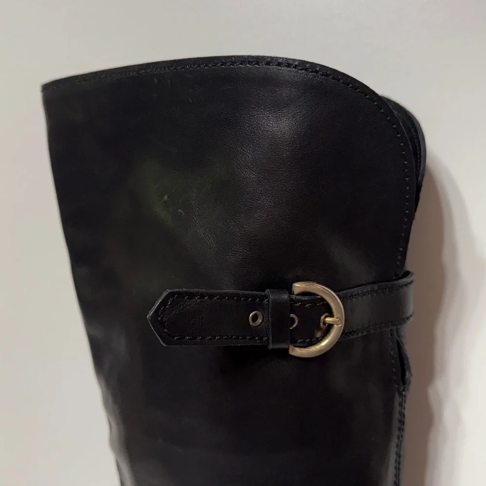 Sergio Rossi Knee High Tall Boots with Side Buckle Detail